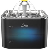 Wonder Creature Crystal Cat Fountain stainless steel lid for easy cleaning.