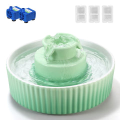 Wonder Creature Cupcake fountain assembly shows durable porcelain construction for pets.