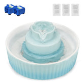 Wonder Creature Cupcake fountain front view demonstrates a ceramic finish and quiet operation for homes.