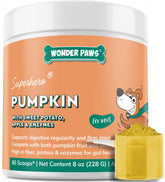 Wonder Paws organic pumpkin fiber topper pour for digestion support.