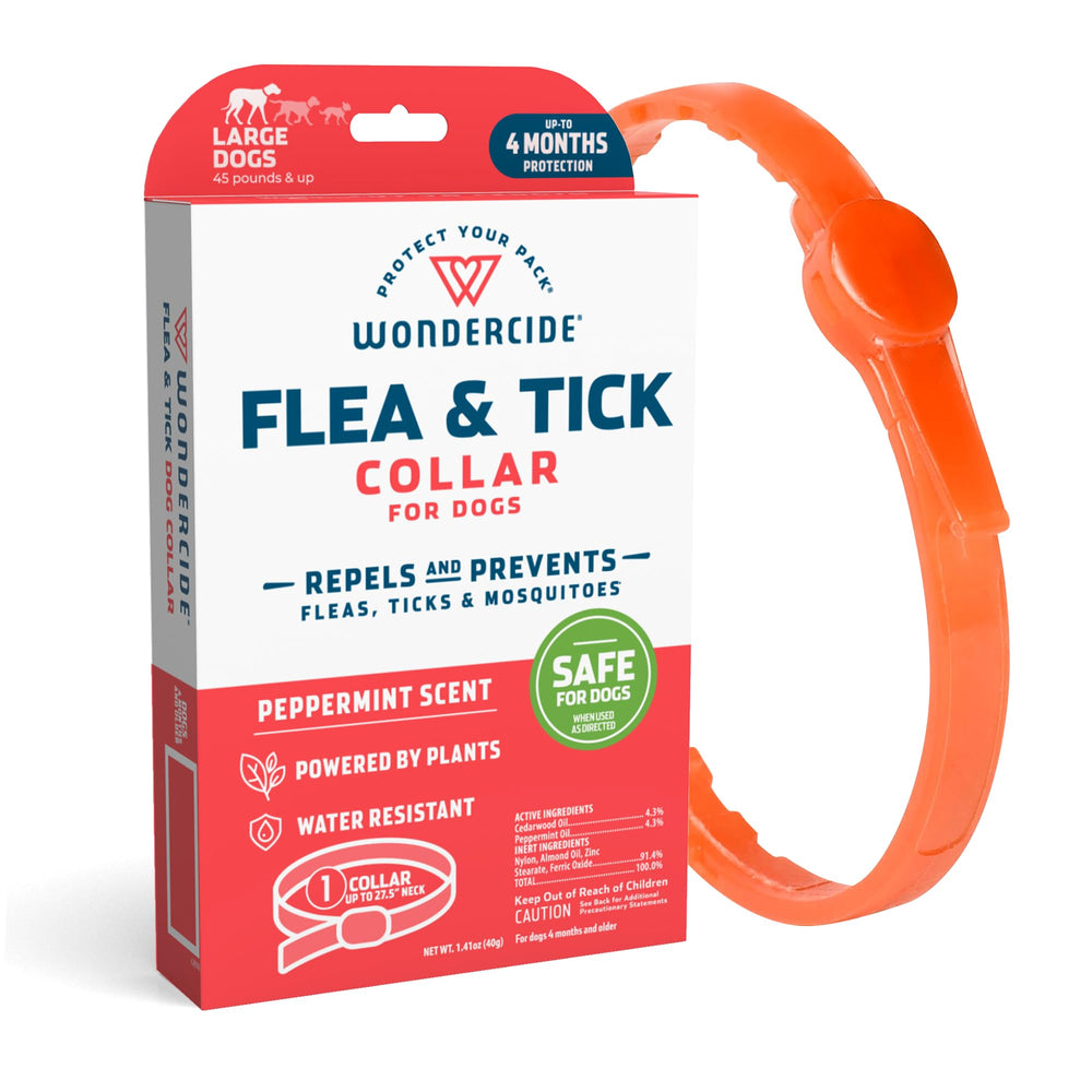 Wondercide dog collar large packaging showing plant-based repellency.