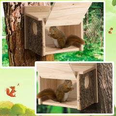 Wonderjune squirrel nesting box back view; hidden back holes for secure mounting