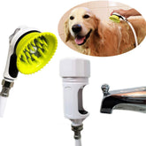 Wondurdog bathtub spout splash shield keeps bath spray contained for calmer baths.