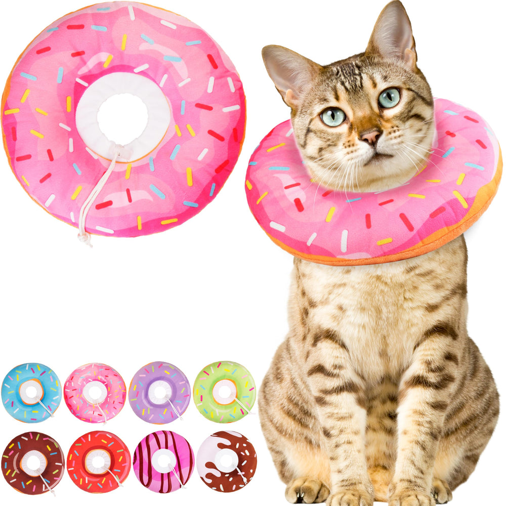 WONONE cat donut collar pink side view keeps wounds safe while resting