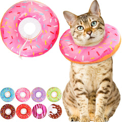 WONONE cat donut collar pink side view keeps wounds safe while resting
