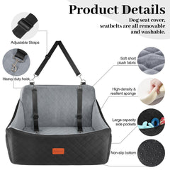 Wooaidagg dog car seat memory-foam cushion provides plush support during long drives.