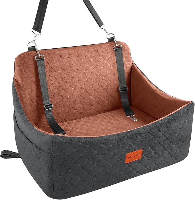 Wooaidagg dog car seat outer view demonstrates secure booster design for travel safety