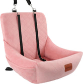 Wooaidagg dog car seat pink front view, plush comfort on car trips.