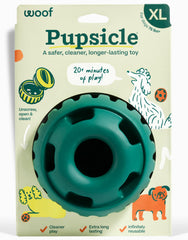 WOOF Pupsicle open-bottom design enables easy filling and mess-free enrichment for dogs.
