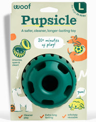 WOOF Pupsicle opened for filling, enabling quick treat loading for extended play