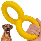 WoofBite Tug Rings closeup highlights durable rubber for powerful chewers and long-lasting play.