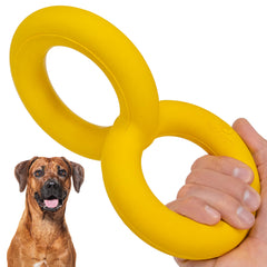 WoofBite Tug Rings closeup highlights durable rubber for powerful chewers and long-lasting play.