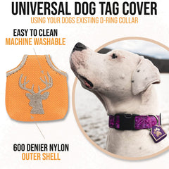 Woofhoof dog tag silencer fits up to four tags for versatile ID management.