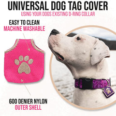 Woofhoof Peace Tag Pink four-tags-fit shows versatile silencer for multiple IDs.