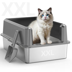 WoofiGo enclosed stainless steel litter box with lid for easy entry and cleanup