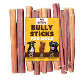 Woofley's buffalo bully stick pack close-up shows a long-lasting chew