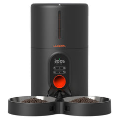 WOPET automatic cat feeder dual bowls for two cats with portion control.