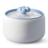 WOPET W03 Lite ceramic fountain in white/blue, front view shows elegant design for pets