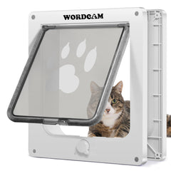 Wordcam X-Large Cat Door exterior view demonstrates weatherproof seal for energy efficiency.