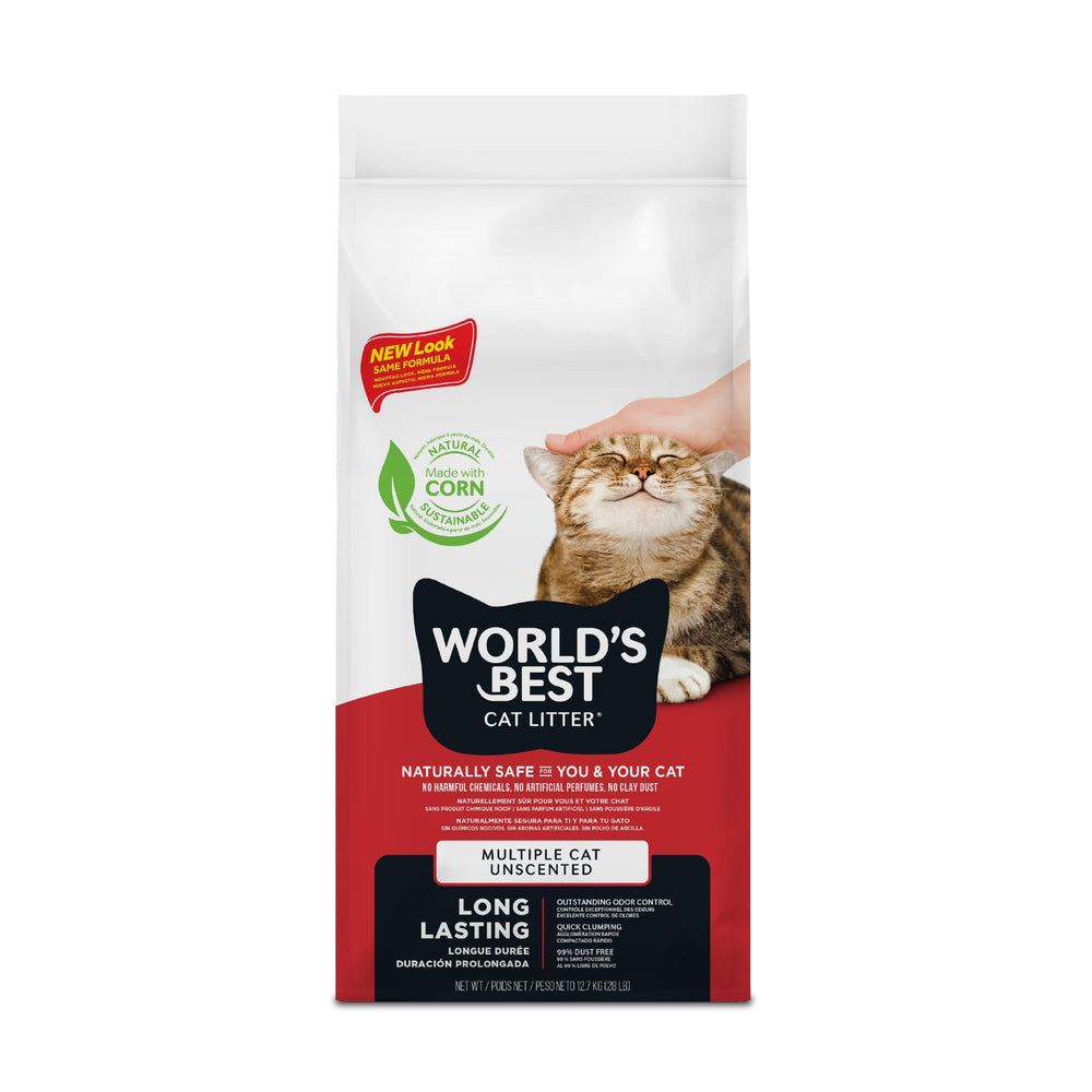World's Best Cat Litter 14-pound bag front view shows multi-cat scoopable odor-control formula