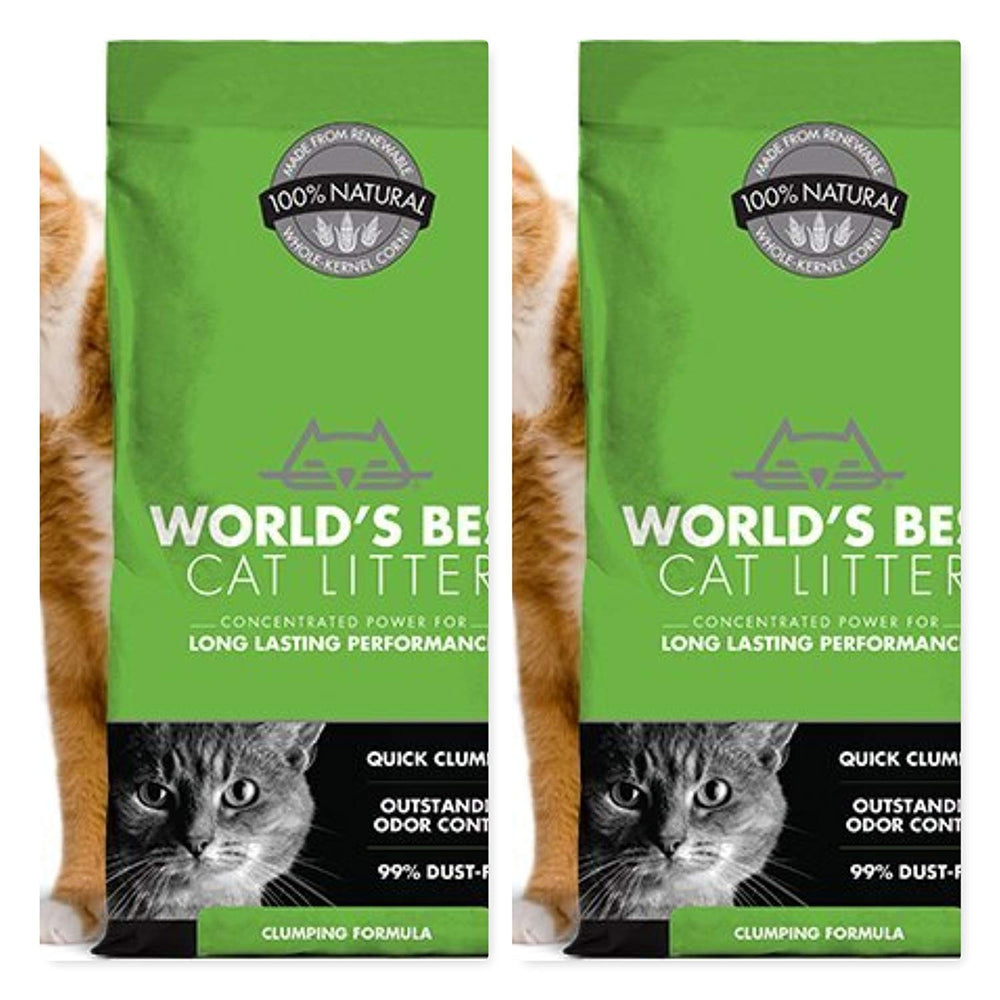 World's Best Original Series cat litter 8lb bag shows quick-clumping formula for easy scooping.