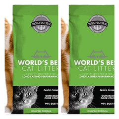 World's Best Original Series cat litter 8lb bag shows quick-clumping formula for easy scooping.
