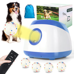 Wortade automatic ball launcher displaying 40ft distance setup for active dogs.