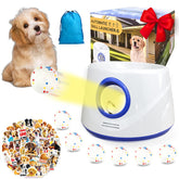 Wortade automatic ball launcher with blue housing ready for backyard play sessions.