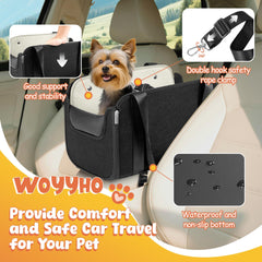 WOYYHO console dog car seat non-slip base ensures stable rides for pets.