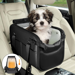 WOYYHO dog car seat with velvet liner provides warm comfort on car trips.
