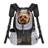 WOYYHO dog carrier backpack front-view shows ventilated mesh for cooling during outdoor trips.