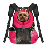 WOYYHO dog carrier backpack front view shows secure hands-free travel for small dogs