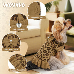 WOYYHO dog sweater dress built-in turtleneck keeps small dogs cozy on cool days.