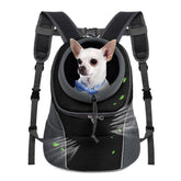 WOYYHO pet carrier front view highlights breathable design for comfortable front-carry travel.