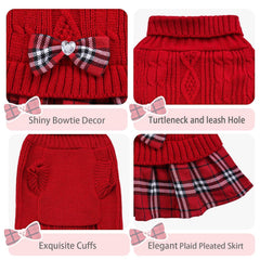 WOYYHO small dog sweater dress side view; showcases cozy knit and fit.