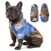 WOYYHO tie-dye dog hoodie front view with easy pullover design for pets