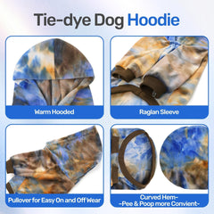 WOYYHO tie-dye dog hoodie raglan sleeves enable freedom of movement.