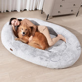 WOZOKE Human Dog Bed in room showing its giant size for shared lounging.
