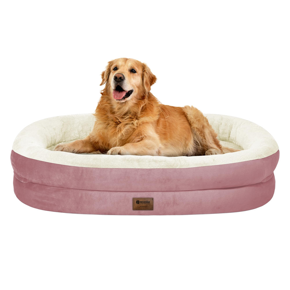 WOZOKE orthopedic bed XL pink front view highlights supportive design for comfortable resting