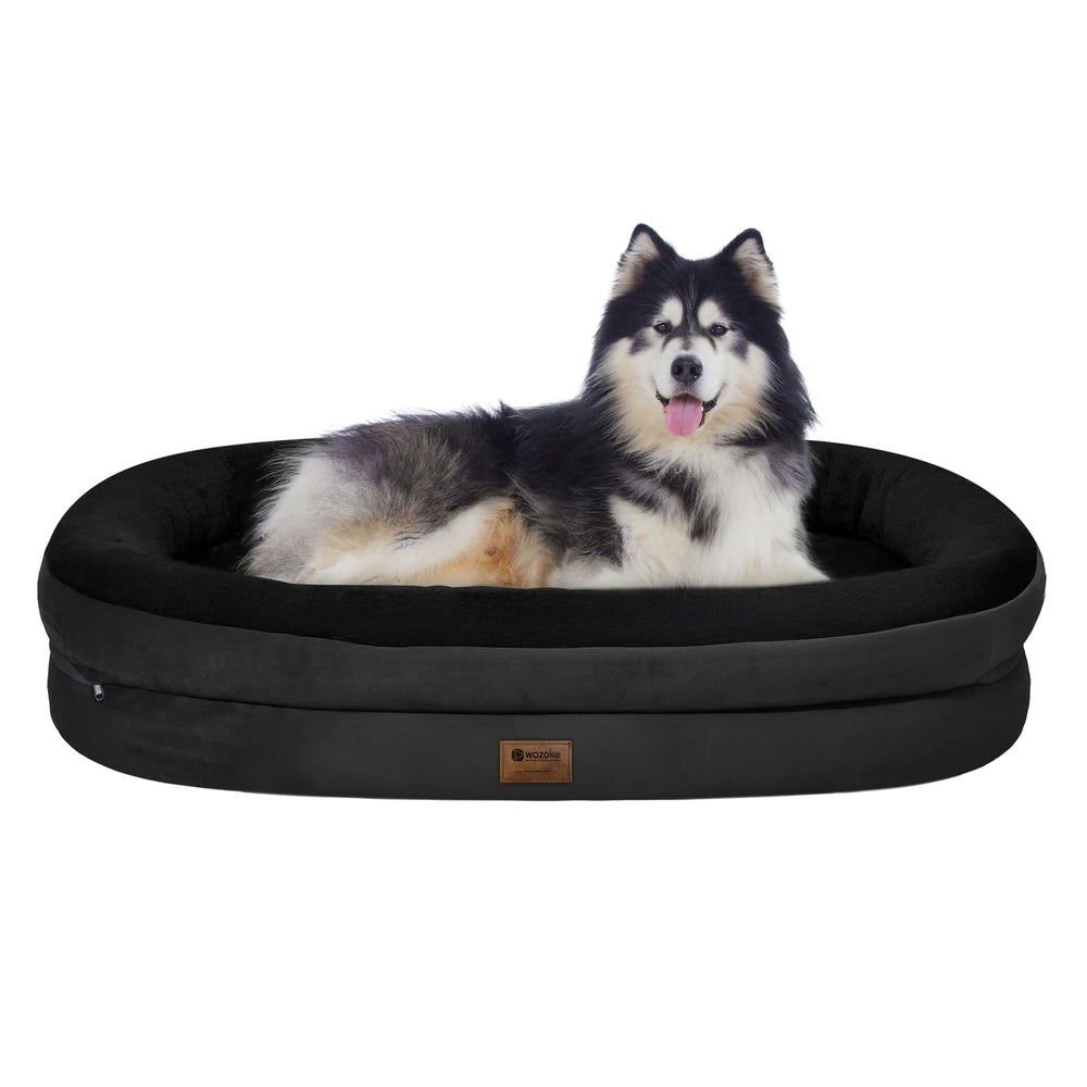 WOZOKE orthopedic dog bed with egg crate foam supports joints for large dogs.