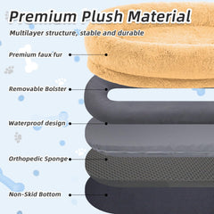 WROS Human Dog Bed storage pocket detail in pumpkin color keeps essentials handy