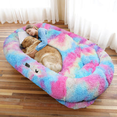 WROS human dog bed folded front view shows roomy space for you and a pet nap