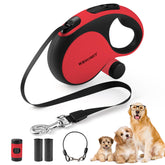 WRSOMIT retractable leash in red with 26ft reach for safe controlled walking.