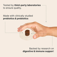 Wuffes Daily Probiotic for Dogs bowl-serving image emphasizes convenient daily use.