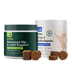 Wuffes hip-joint-support chews for large breeds promote flexible movement.