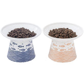 WUHOSTAM 6-25in elevated cat bowl blue promotes a comfortable ergonomic feeding height.