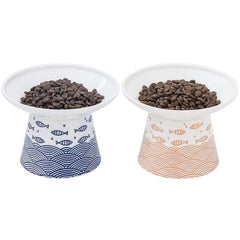 WUHOSTAM 6-25in elevated cat bowl blue promotes a comfortable ergonomic feeding height.