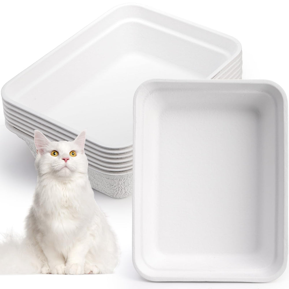 WUWEOT 8-pack disposable cat litter boxes bundle for quick setup and disposal.
