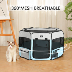 X-ZONE PET dog playpen eight mesh panels for ventilation and visibility.