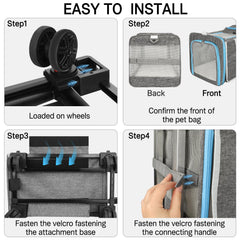 Xeoca pet carrier detachable-chassis allows quick switch to handheld mode.